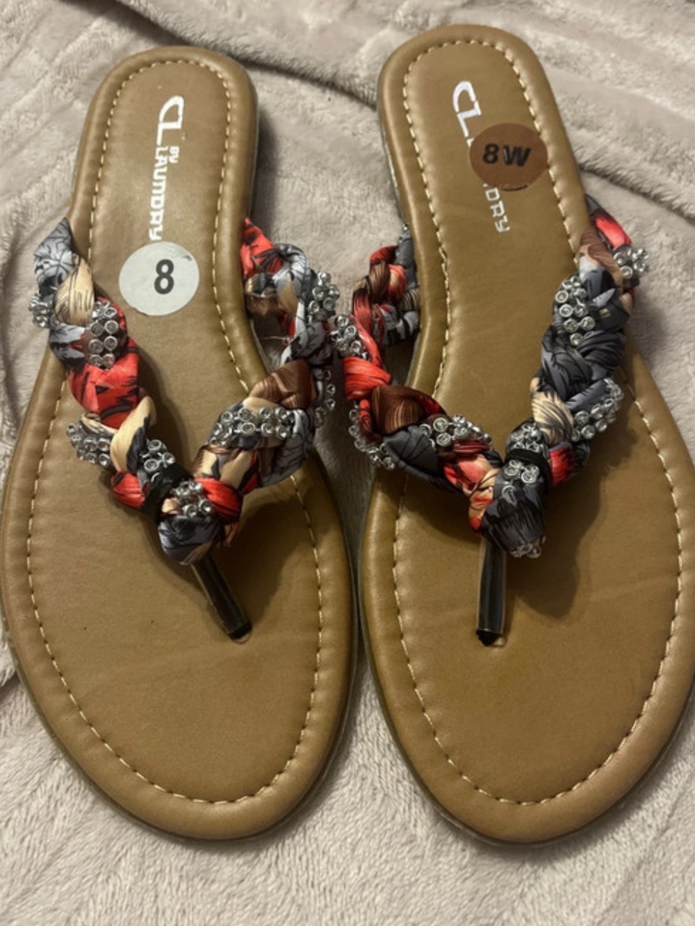 Floral Beaded Thong Sandals